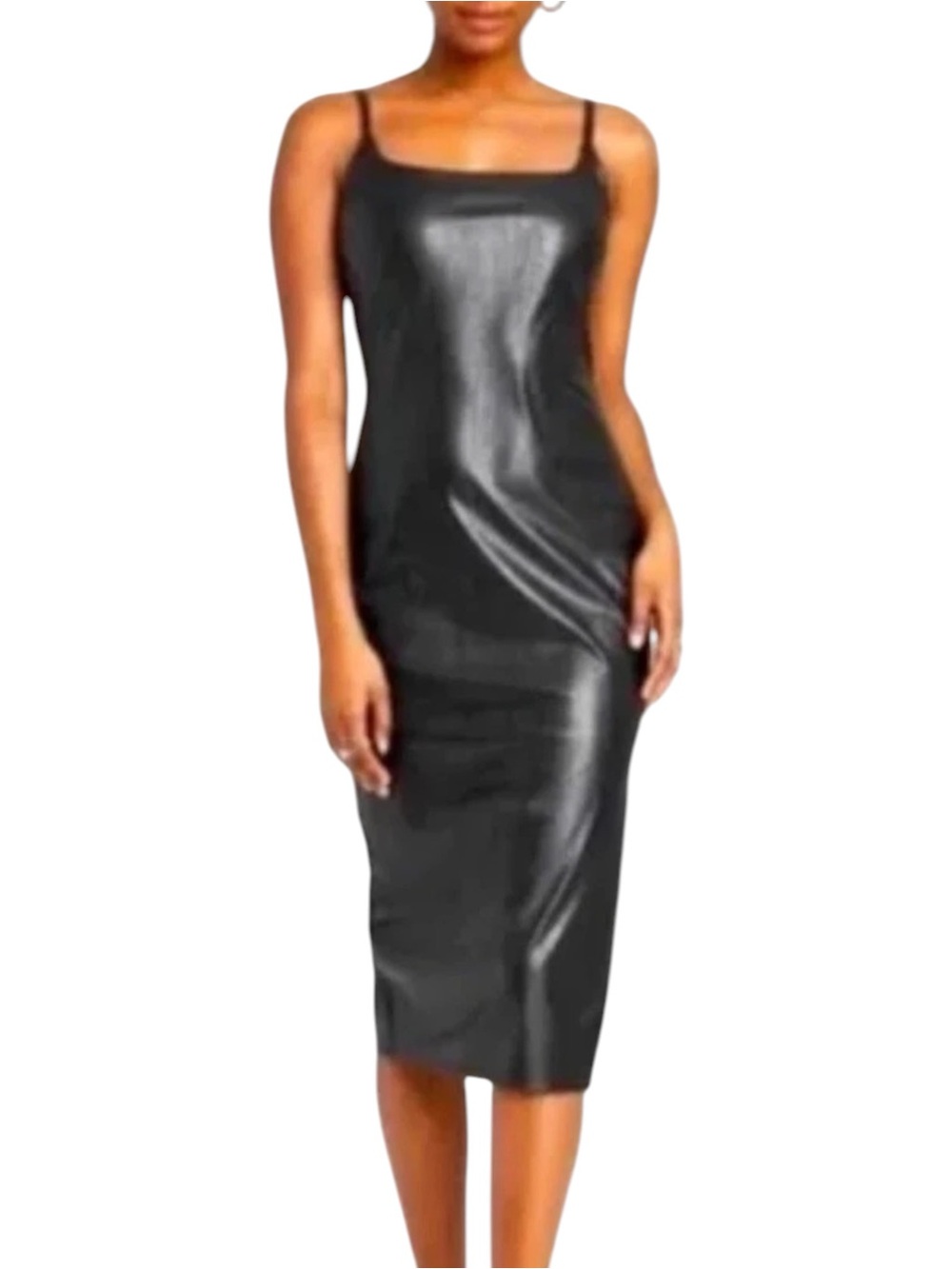 NWT WILD FABLE Black Faux Leather Slip Dress XL